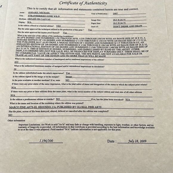 Michael Godard Strawberries Gone Wild - Picture 4 of 7